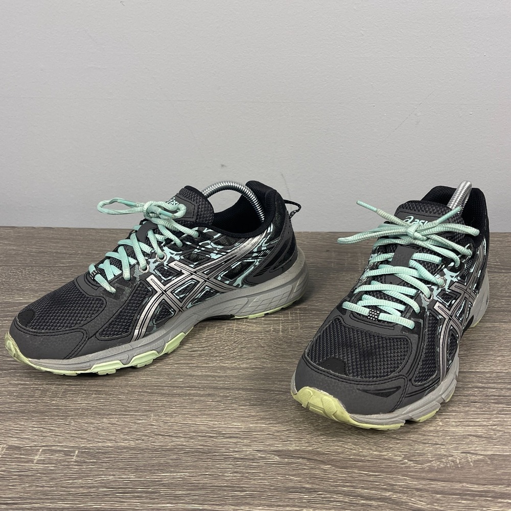 ASICS Gel Venture 6 Women's Size 9 T7G6Q Black Aqua Running Shoes Sneakers Gym